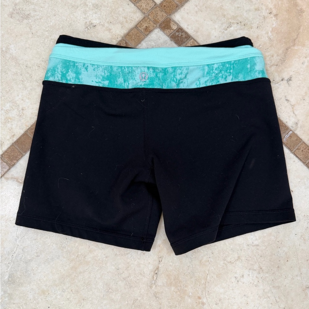 lululemon athletica Black and Teal Athletic Shorts